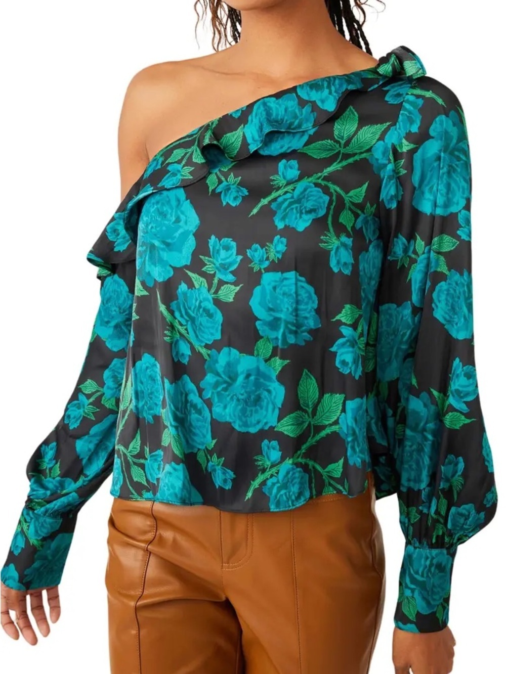 NWT Free People These Nights Floral One Shoulder Blouse